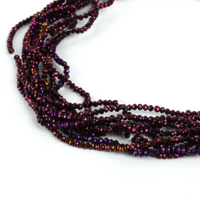 1 Dizi (145-155 Adet) - 2 mm Yassı Kristal Cam Boncuk Dizisi Kaplama Mor Renk 1.Kalite - 1