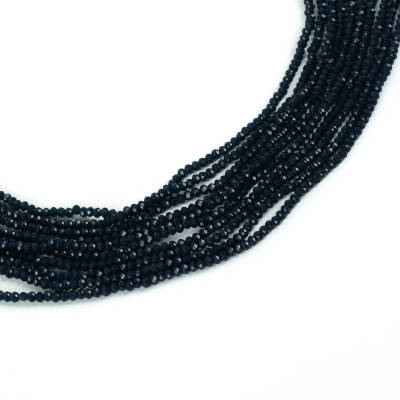 1 Dizi (145-155 Adet) - 2 mm Yassı Kristal Cam Boncuk Dizisi Mat Çok Koyu Mavi Renk 1.Kalite - 1