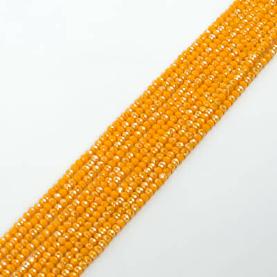 1 Dizi (145-155 Adet) - 2 mm Yassı Kristal Cam Boncuk Dizisi Mat Janjanlı Koyu Sarı Renk 1.Kalite - 1