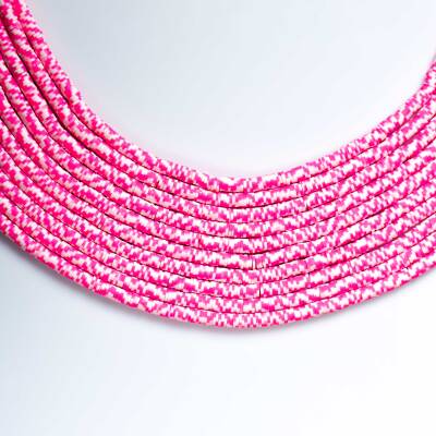 1 Dizi (40 Cm) - 6 Mm Fimo Boncuk, Pembe-Beyaz Tonları Renk Polimer Kil Fimo Boncuk Dizisi, Hamur Boncuk - 3