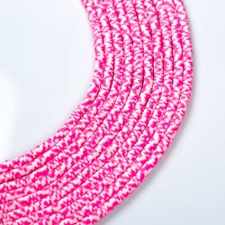1 Dizi (40 Cm) - 6 Mm Fimo Boncuk, Pembe-Beyaz Tonları Renk Polimer Kil Fimo Boncuk Dizisi, Hamur Boncuk - 4