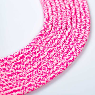 1 Dizi (40 Cm) - 6 Mm Fimo Boncuk, Pembe-Beyaz Tonları Renk Polimer Kil Fimo Boncuk Dizisi, Hamur Boncuk - 1