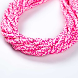 1 Dizi (40 Cm) - 6 Mm Fimo Boncuk, Pembe-Beyaz Tonları Renk Polimer Kil Fimo Boncuk Dizisi, Hamur Boncuk - 2