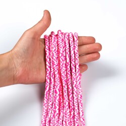 1 Dizi (40 Cm) - 6 Mm Fimo Boncuk, Pembe-Beyaz Tonları Renk Polimer Kil Fimo Boncuk Dizisi, Hamur Boncuk - 5