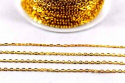 1 Metre - 0.40 mm Düz Zincir, Kolye ve Bileklik Zinciri, Takı Zinciri, Sarı Kaplama - YF Hobi