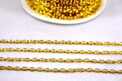 1 Metre - 0.60 mm Düz Zincir, Kolye ve Bileklik Zinciri, Takı Zinciri, Sarı Kaplama - YF Hobi