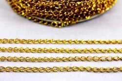 1 Metre - 0.80 mm Kıvrık Zincir, Kolye ve Bileklik Zinciri, Takı Zinciri, Sarı Kaplama - YF Hobi