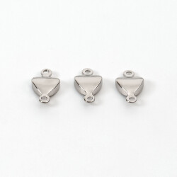 10 Adet - 10 mm Nikel Kaplama Metal Kalp Desenli Çift Kulplu Takı Aparatı, 1.Kalite (Kararmaz) - 3