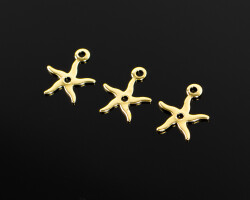 10 Adet - 10x12 mm Yıldız Desenli Altın Kaplama (Kararmaz) Pul Takı Malzemesi Metal Pul Pirinç - YF Hobi