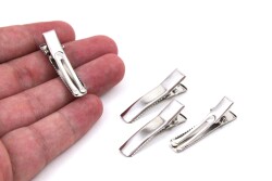 10 Adet - 3.5 cm Nikel Kaplama Çift Tırnaklı Maşa Toka, Pens Toka, Timsah Toka, Saç Tokası, 1.Kalite, Yerli Üretim - YF Hobi