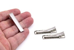10 Adet - 4 cm Nikel Kaplama Maşa Toka, Pens Toka, Timsah Toka, Saç Tokası, 1.Kalite, Yerli Üretim - YF Hobi