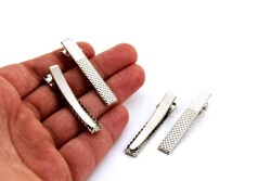 10 Adet - 4.5 cm Nikel Kaplama Desenli Maşa Toka, Pens Toka, Timsah Toka, Saç Tokası, 1.Kalite, Yerli Üretim - YF Hobi