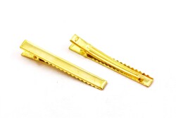 10 Adet - 6 cm Sarı Kaplama Maşa Toka, Pens Toka, Timsah Toka, Saç Tokası, 1.Kalite, Yerli Üretim - YF Hobi