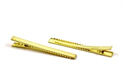 10 Adet - 7.5 cm Sarı Kaplama Maşa Toka, Pens Toka, Timsah Toka, Saç Tokası, 1.Kalite, Yerli Üretim - YF Hobi