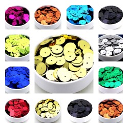 10 Gram - 14 mm, Plastik Payet Pul, Ortadan Delik Takı, Kumaş ve Süsleme Pulu ( 10 Gram - Yaklaşık 130 Adet ) - YF Hobi