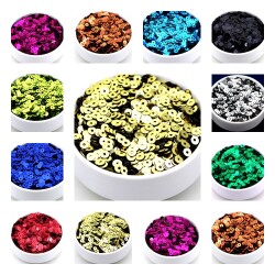 10 Gram - 5 mm, Plastik Payet Pul, Ortadan Delik Takı, Kumaş ve Süsleme Pulu ( 10 Gram - Yaklaşık 1200 Adet ) - YF Hobi