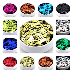 10 Gram - 8 mm, Plastik Payet Pul, Ortadan Delik Takı, Kumaş ve Süsleme Pulu ( 10 Gram - Yaklaşık 460 Adet ) - YF Hobi