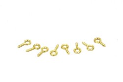 100 Adet - 5x10 mm Sarı Kaplama Vidalı Halka, Ahşap ve Epoksi Uç Vidası, Vidalı Kolye Ucu - YF Hobi