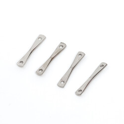 20 Adet - 14 mm Nikel Kaplama Metal Çift Delikli Ara Aparat, Takı Aparatı, 1.Kalite (Kararmaz) - YF Hobi