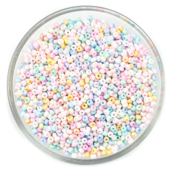 25 Gram - 3 mm Karışık Pastel Tonlu Soft Renk Düzgün Boyut Kum Boncuk, Takı Yapım Boncuğu - YF Hobi