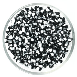 25 Gram - 5 mm Siyah Beyaz Çizgili Desenli Cam Kum Boncuk, Takı Yapım Boncuğu (25 gram ~ 125 Adet) - YF Hobi