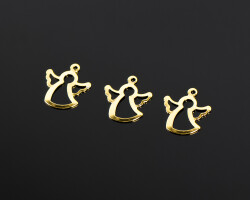 4 Adet - 13x15 mm Melek Desenli Altın Kaplama (Kararmaz) Pul Takı Malzemesi Metal Pul Pirinç - YF Hobi