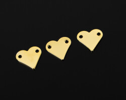 5 Adet - 9x10 mm Kalp Desenli Altın Kaplama (Kararmaz) Pul Takı Malzemesi Metal Pul Pirinç - YF Hobi