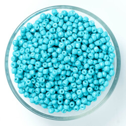 50 Gram, Büyük Boy Kum Boncuğu, 4 mm, Takı Yapım Boncuğu, Açık Mavi Renk, B42 - YF Hobi