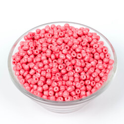 50 Gram, Büyük Boy Kum Boncuğu, 4 mm, Takı Yapım Boncuğu, Nar Çiçeği Renk, B33 - 2