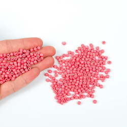 50 Gram, Büyük Boy Kum Boncuğu, 4 mm, Takı Yapım Boncuğu, Nar Çiçeği Renk, B33 - 4