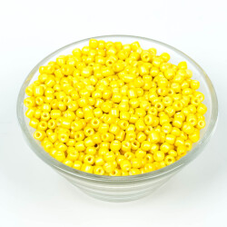 50 Gram, Büyük Boy Kum Boncuğu, 4 mm, Takı Yapım Boncuğu, Pastel Sarı Renk, B34 - 2