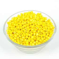 50 Gram, Büyük Boy Kum Boncuğu, 4 mm, Takı Yapım Boncuğu, Sarı Renk, B44 - 2