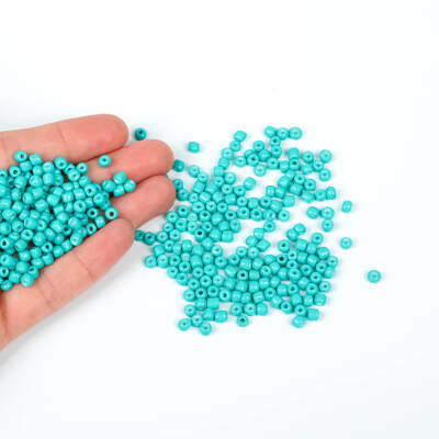 50 Gram, Büyük Boy Kum Boncuğu, 4 mm, Takı Yapım Boncuğu, Turkuaz Renk, B35 - 4