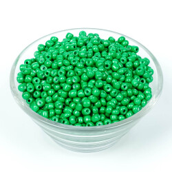 50 Gram, Büyük Boy Kum Boncuğu, 4 mm, Takı Yapım Boncuğu, Yeşil Renk, B32 - 2