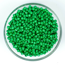 50 Gram, Büyük Boy Kum Boncuğu, 4 mm, Takı Yapım Boncuğu, Yeşil Renk, B32 - YF Hobi