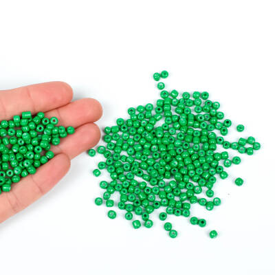 50 Gram, Büyük Boy Kum Boncuğu, 4 mm, Takı Yapım Boncuğu, Yeşil Renk, B32 - 4