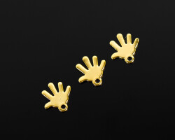 6 Adet - 9 mm El Desenli Altın Kaplama (Kararmaz) Pul Takı Malzemesi Metal Pul Pirinç - YF Hobi
