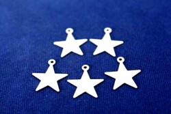 8 Adet - 18x16 Mm Yıldız Desenli Pul, Takı Malzemesi, Metal Pul, Nikel Kaplama, Pirinç #625n - YF Hobi